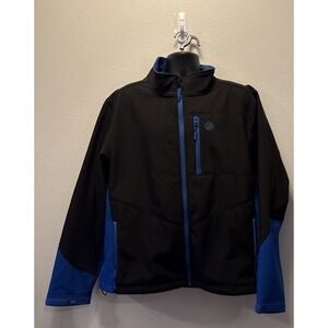 Wrangler Trail Jacket Black/Blue Full Zip Softshell Fleece Lined‎ Mens Size XL